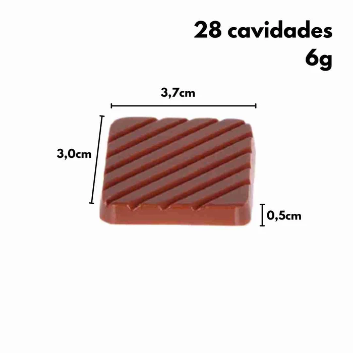 Forma de Chocolate em Policarbonato Mentinha Quadrada Waffle (6g) - Gramado Injetados (7)