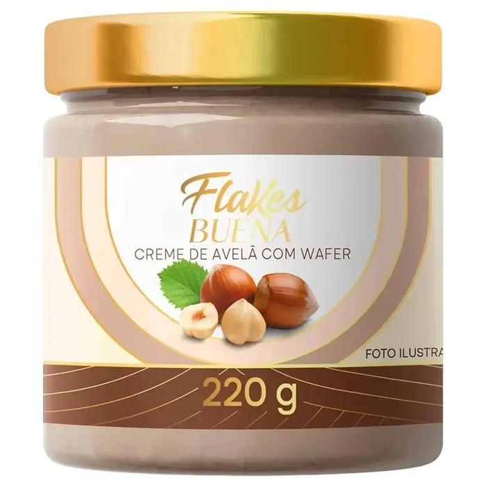 Creme De Avelã Branco Com Wafer - 220g - Flakes Buena B