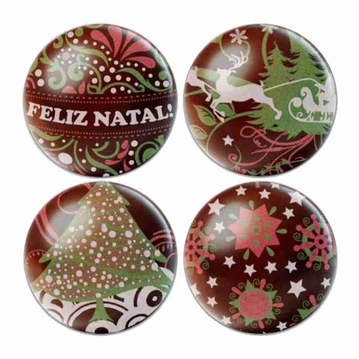 Forma Decorativa Blister Bola de Natal de Chocolate 7cm - Natal Feliz (8cav) - Stalden