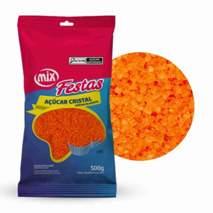 Açúcar Cristal Colorido Laranja (500g) - Mix