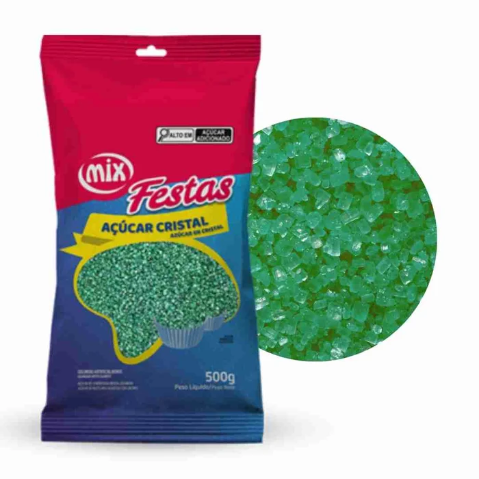 Açúcar Cristal Colorido Verde (500g) - Mix