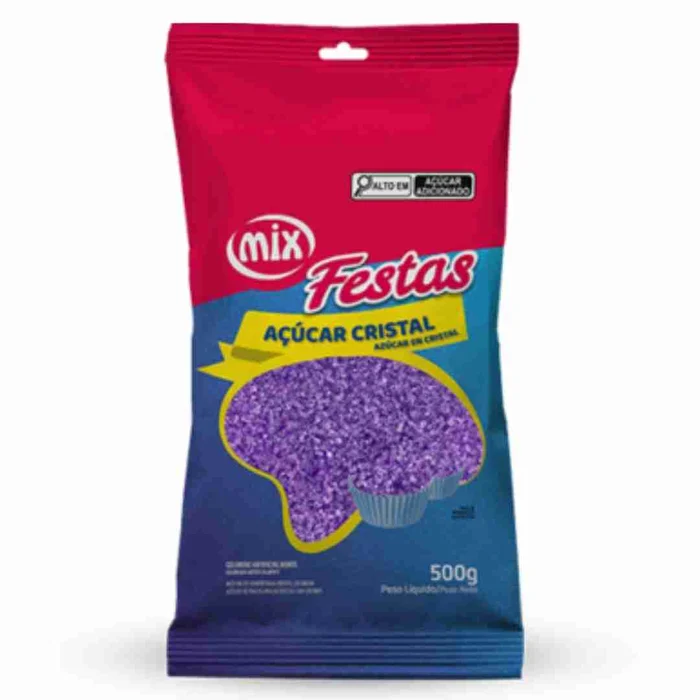 Açúcar Cristal Colorido Lilás (500g) - Mix (4)