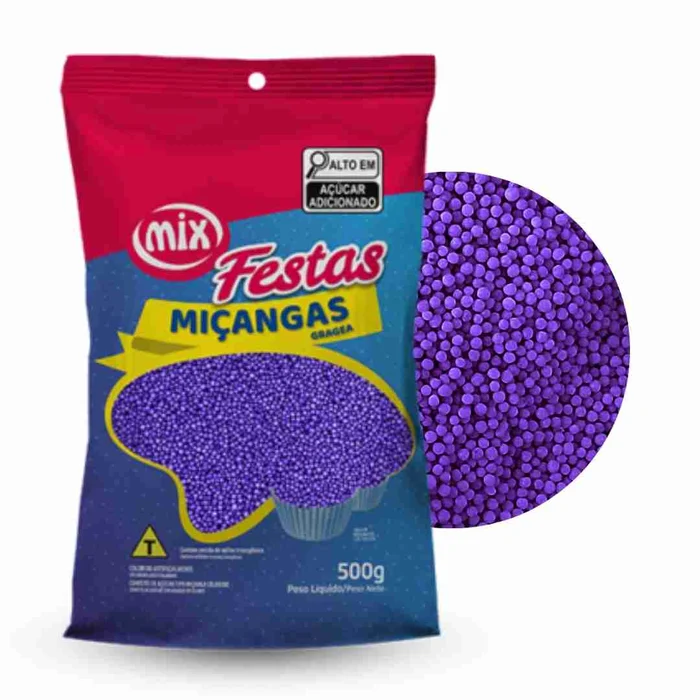 Confeito Miçanga Roxa (500g) - Mix