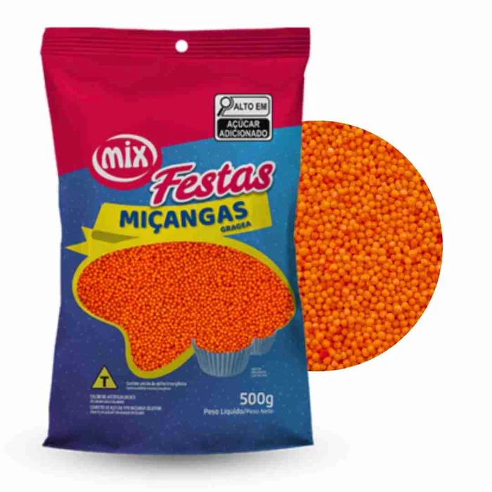 Confeito Miçanga Laranja (500g) - Mix