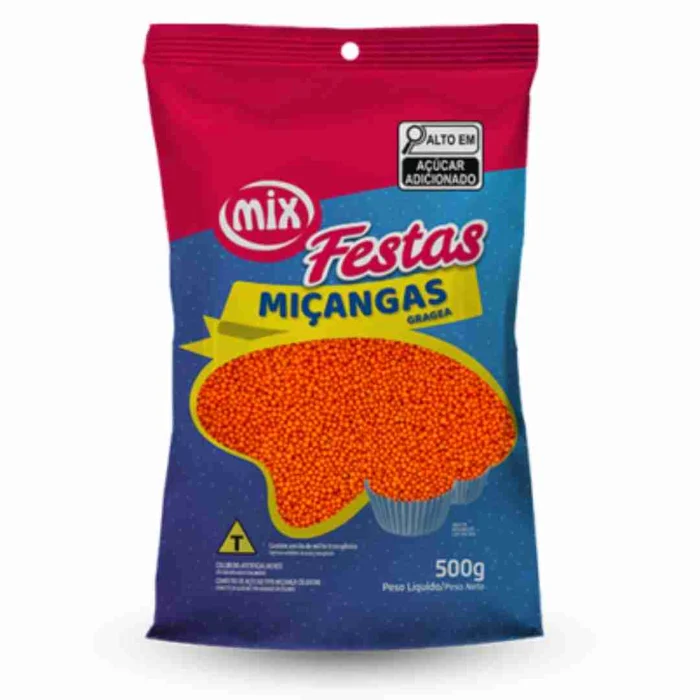 Confeito Miçanga Laranja (500g) - Mix (4)