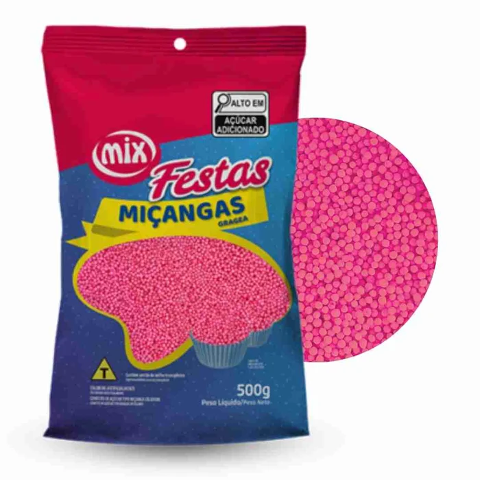 Confeito Miçanga Rosa (500g) - Mix