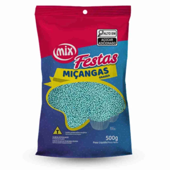 Confeito Miçanga Azul Bebê (500g) - Mix (4)