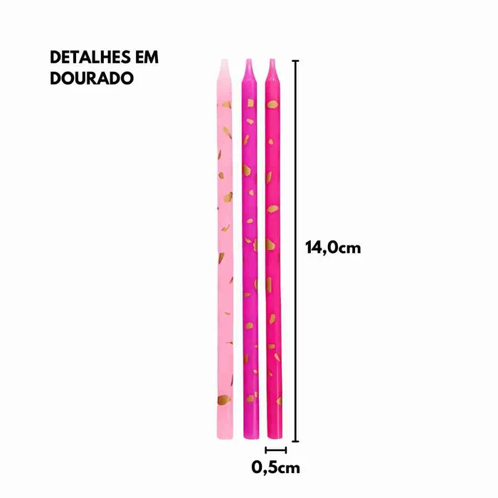 Vela Palitinho Rosa e Dourado 14cm (6uni) - Silver Festas (3)