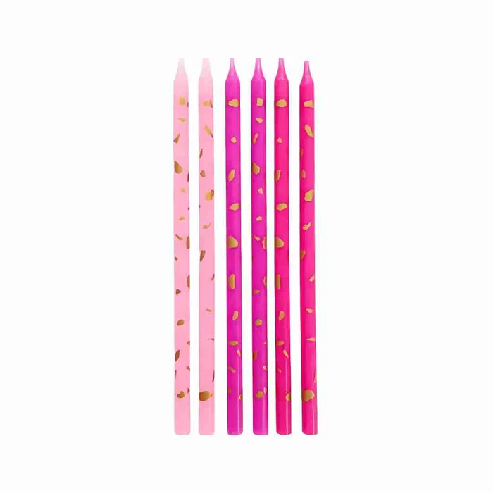 Vela Palitinho Rosa e Dourado 14cm (6uni) - Silver Festas