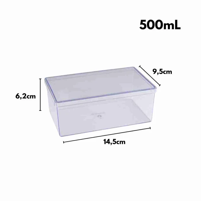 Cake Box Cristal Retangular com Tampa (500ml) - BlueStar (2)