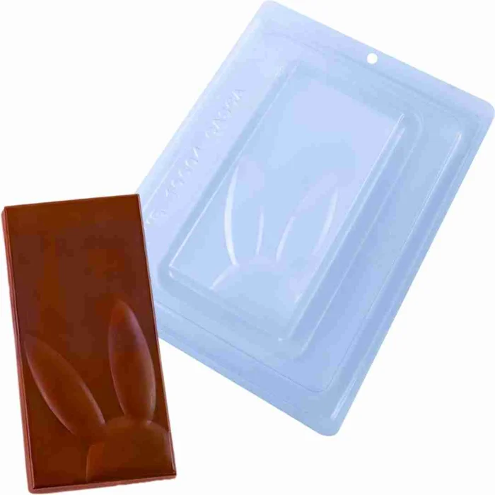 Forma de Chocolate Páscoa Acetato com Silicone Tablete/Barra Coelho (334g) - BWB