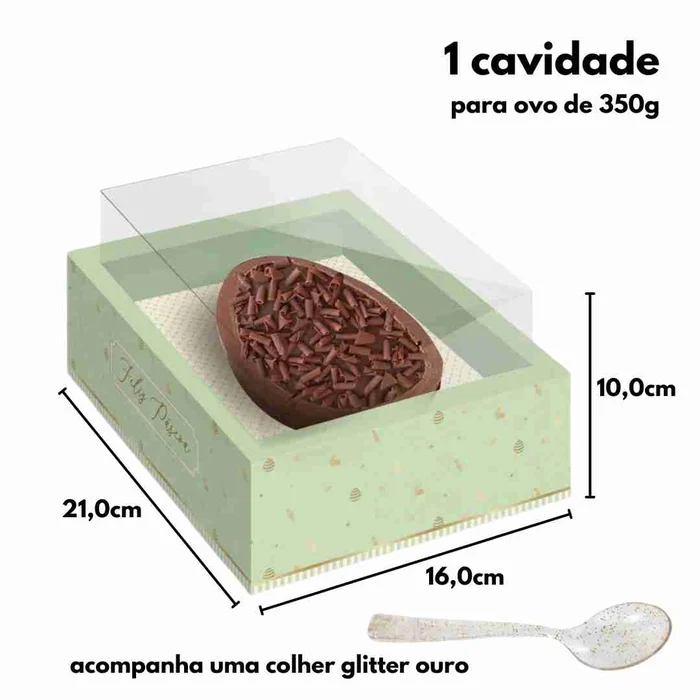 Caixa Moldura Ovo de Colher Quinn Verde 350g (6uni) - Cromus