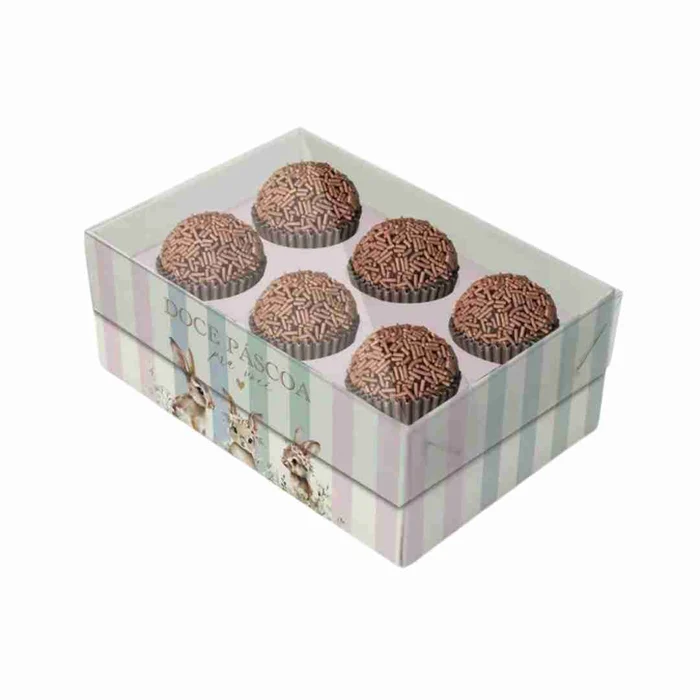 Caixa com Tampa de Acetato para 6 Brigadeiros e Bombons Doce Páscoa (8uni) - Cromus