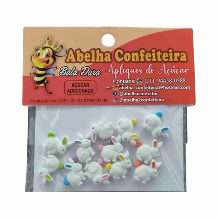 Enfeite de Páscoa em Açúcar Coelhos Mini (12uni) - Abelha Confeiteira (4)