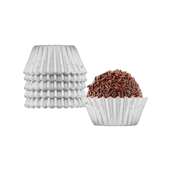 Forminha de Brigadeiro em Papel n°5 Metalizada Prata (100uni) - Mago