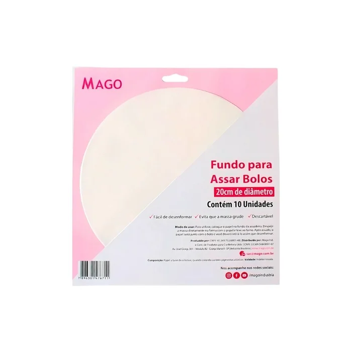 Fundo para Assar Bolos 20cm (10uni) - Mago