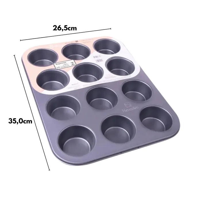 Forma Assadeira Antiaderente para 12 Cupcakes/Muffins - Hercules (2)