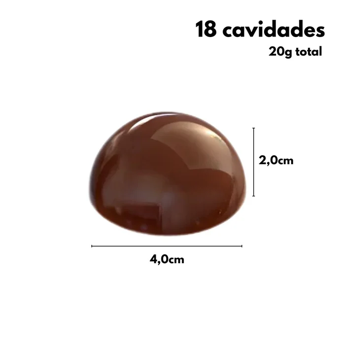 Forma de Chocolate em Policarbonato Meia Espera 4,0cm (20g) - Gramado Injetados (2)
