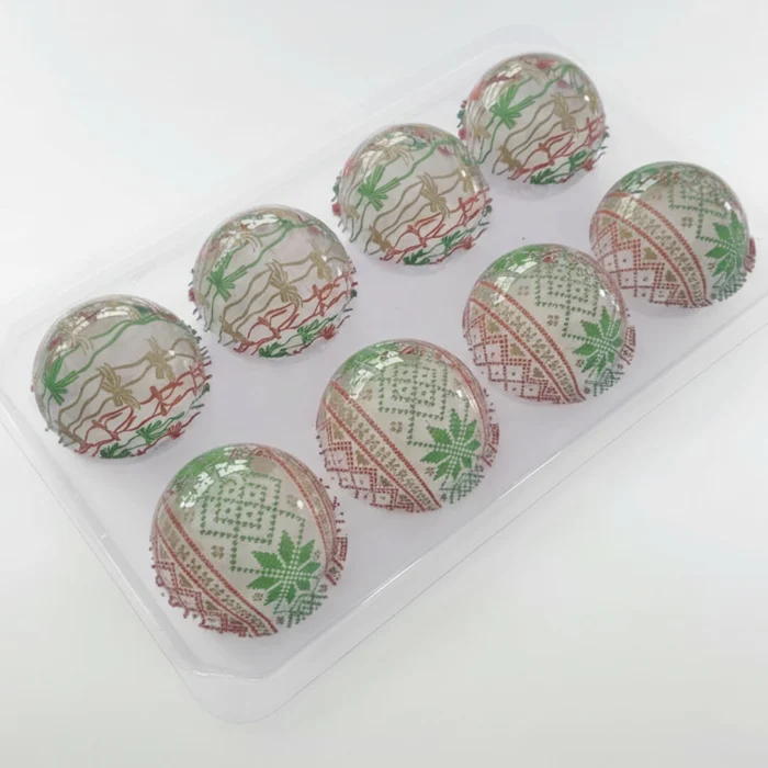 Forma Decorativa Blister Bola de Natal de Chocolate 7cm - Laços e Mosaico 8 cav - Stalden C