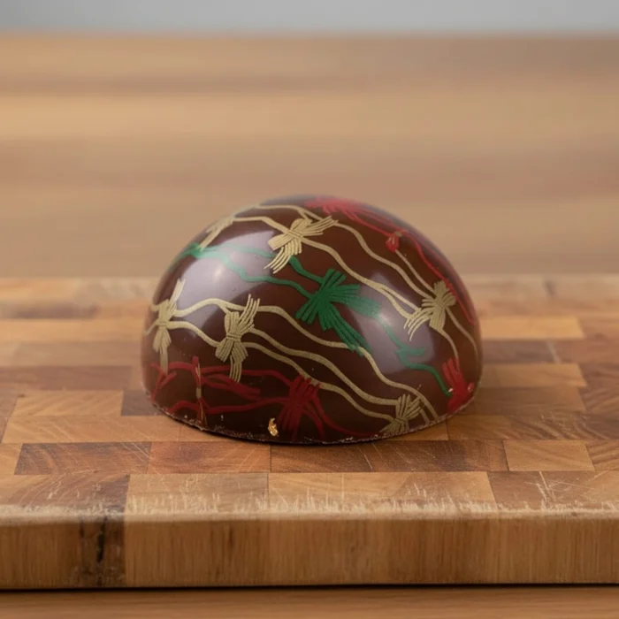 Forma Decorativa Blister Bola de Natal de Chocolate 7cm - Laços e Mosaico 8 cav - Stalden B
