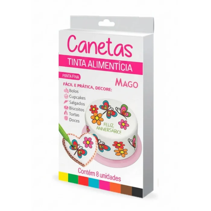 Kit 8 Canetas Coloridas para Bolo - Mago D
