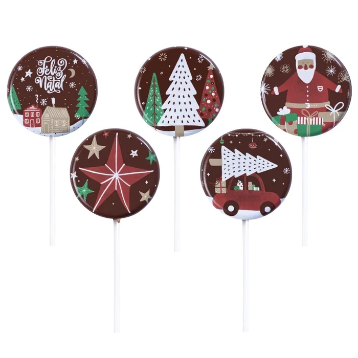 Forma Decorativa Blister Pirulito Estrela e Árvore de Natal (5 cavidades) - Stalden