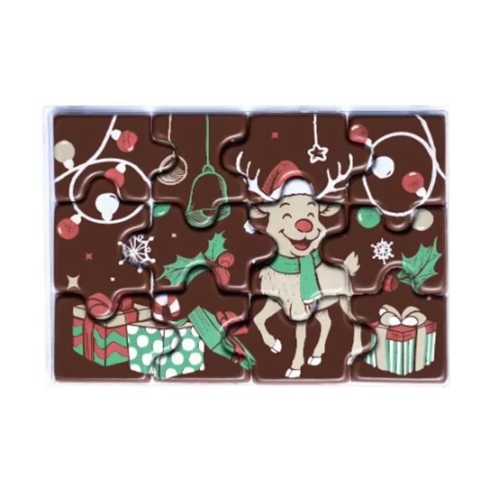 Forma Decorativa Blister Quebra-Cabeça Natal - Luzes e Rena Feliz (1)