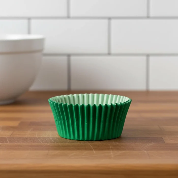 Forminha Cupcake Mago sobre a bancada - Verde
