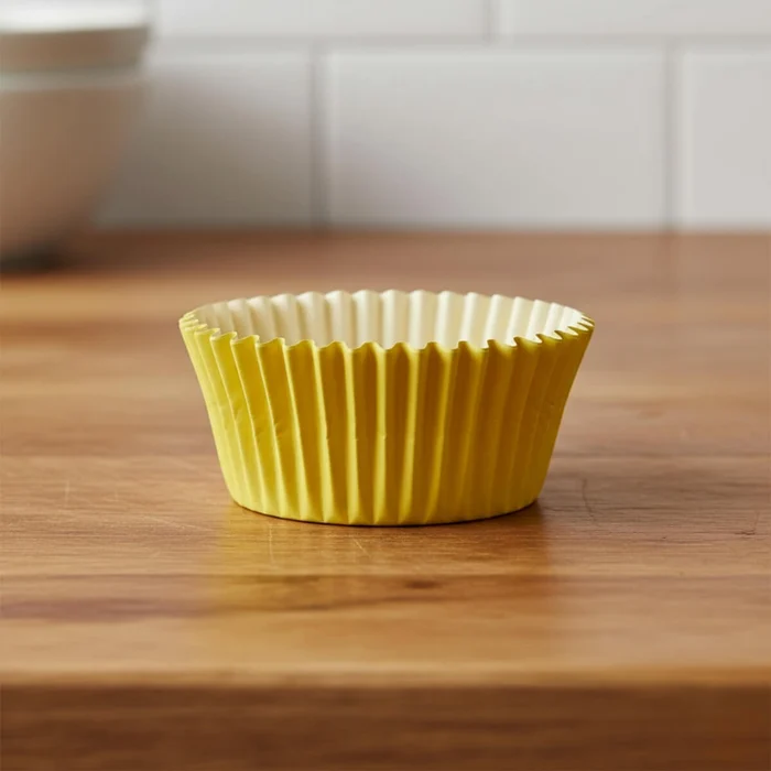 Forminha Cupcake Mago sobre a bancada - Amarelo