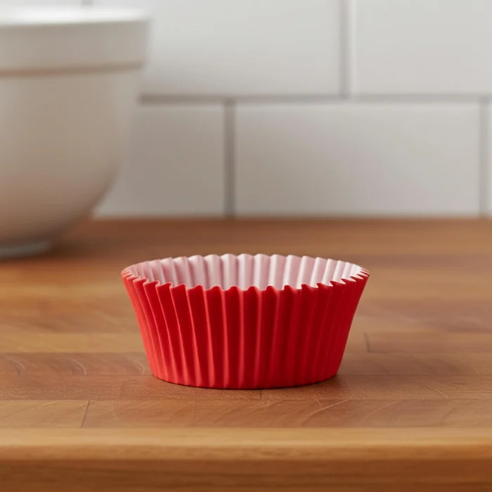 Forminha Cupcake Mago sobre a bancada - Vermelho