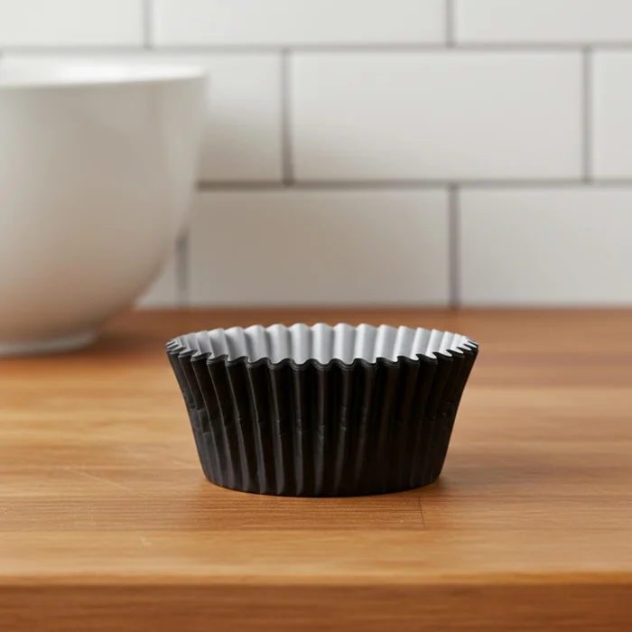 Forminha Cupcake Mago sobre a bancada - Preto