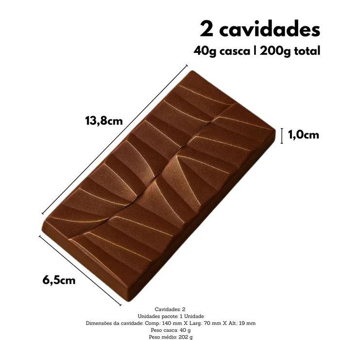 Forma de Chocolate Tablete/Barra Dunas (200g) Acetato e Silicone - BWB (5)