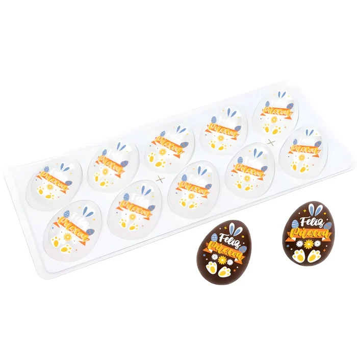 Forma Decorativa Blister Ovo de Páscoa 50g Páscoa Feliz (10 cavidades)