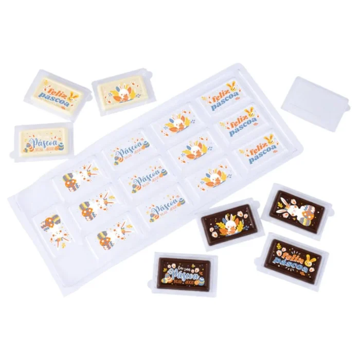 Forma Decorativa Blister Mini Tablete/Barra Páscoa - Páscoa Feliz (13 cavidades)