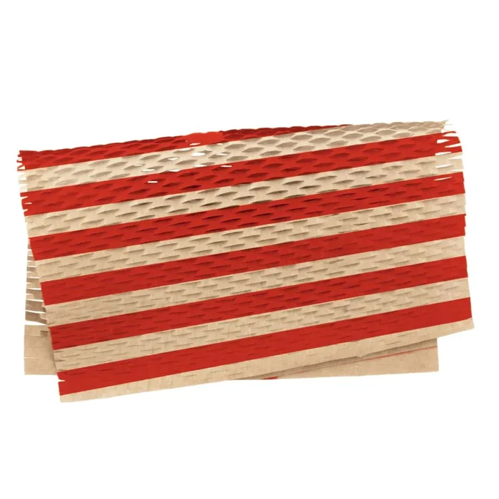 Papel Kraft Colméia Listrado Vermelho e Kraft 50x50cm (10uni) - Cromus
