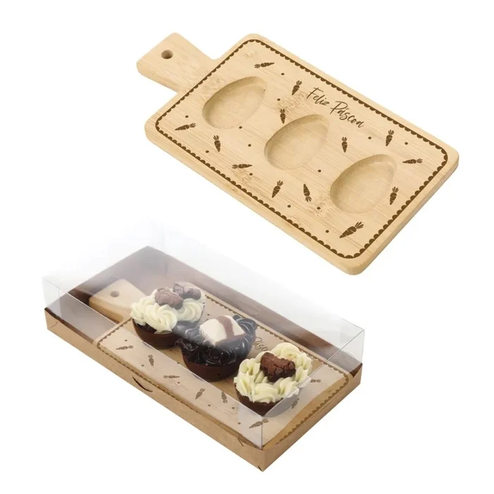 Caixa para 3 Meio Ovos 50g com Tábua de Bambu Cenourinhas (1uni) - Cromus (3)