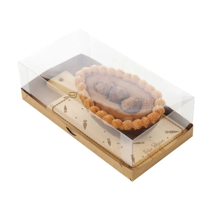 Caixa para Meio Ovo 150/250g com Tábua de Bambu Cenourinhas (1uni) - Cromus