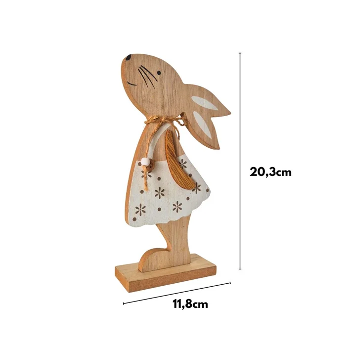 Enfeite Decorativo de Madeira Coelhinha Menina (20cm) - Cromus