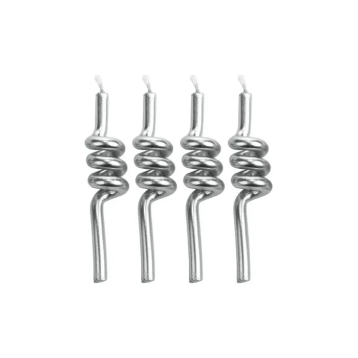 Vela Tubo Prateada 8cm (4uni) - Silver Chef