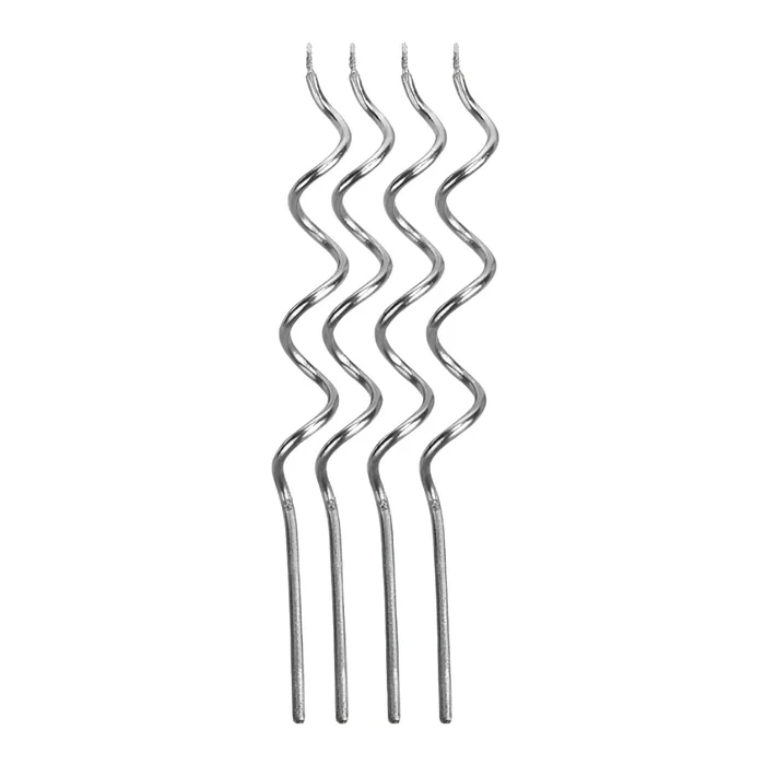 Vela Espiral Prateada 13cm (4uni) - Silver Chef