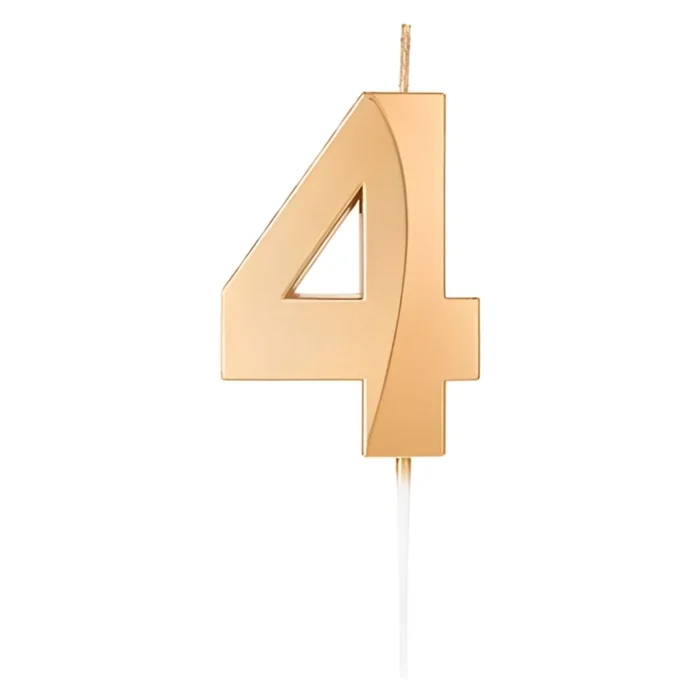 Vela Design Dourada Número 4 (6,7cm) - Silver Chef