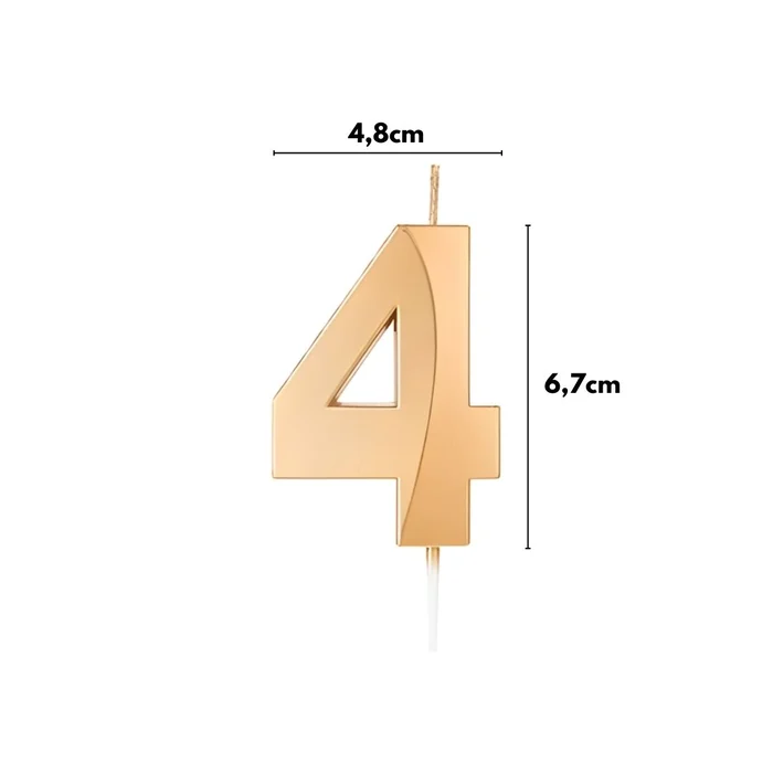 Vela Design Dourada Número 4 (6,7cm) - Silver Chef (2)