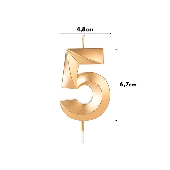 Vela Design Dourada Número 5 (6,7cm) - Silver Chef (2)