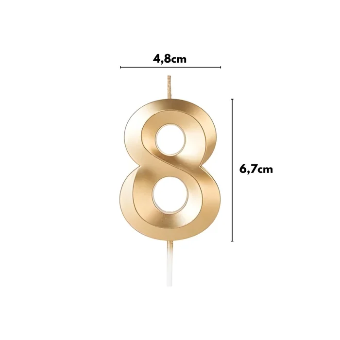 Vela Design Dourada Número 8 (6,7cm) - Silver Chef (2)