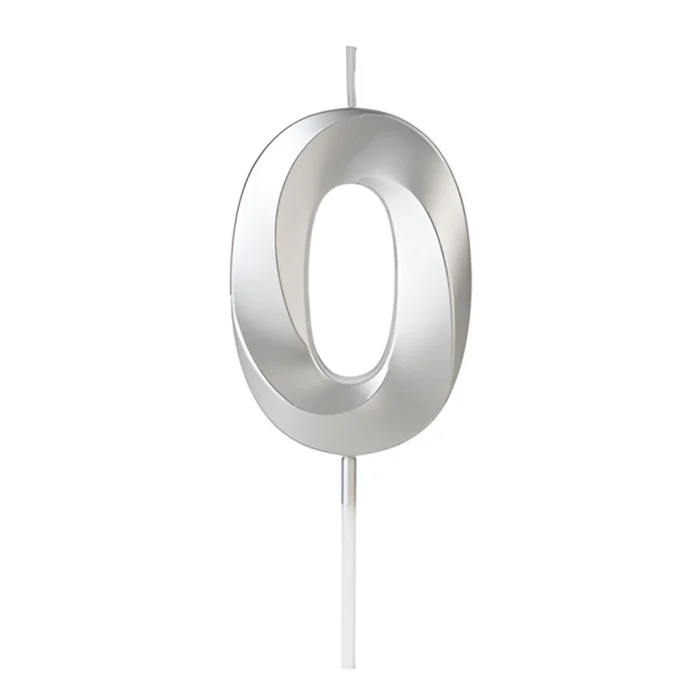 Vela Design Prateada Número 0 (6,7cm) - Silver Chef