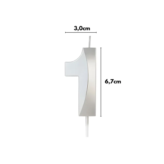 Vela Design Prateada Número 1 (6,7cm) - Silver Chef (2)