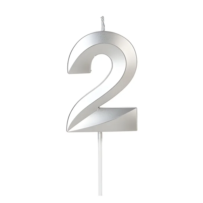 Vela Design Prateada Número 2 (6,7cm) - Silver Chef