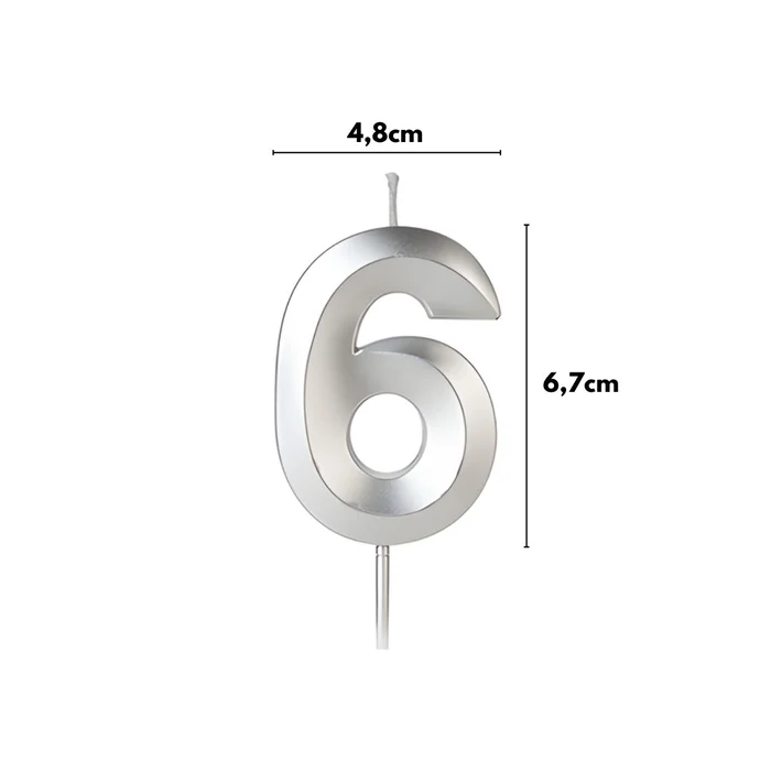 Vela Design Prateada Número 6 (6,7cm) - Silver Chef (2)