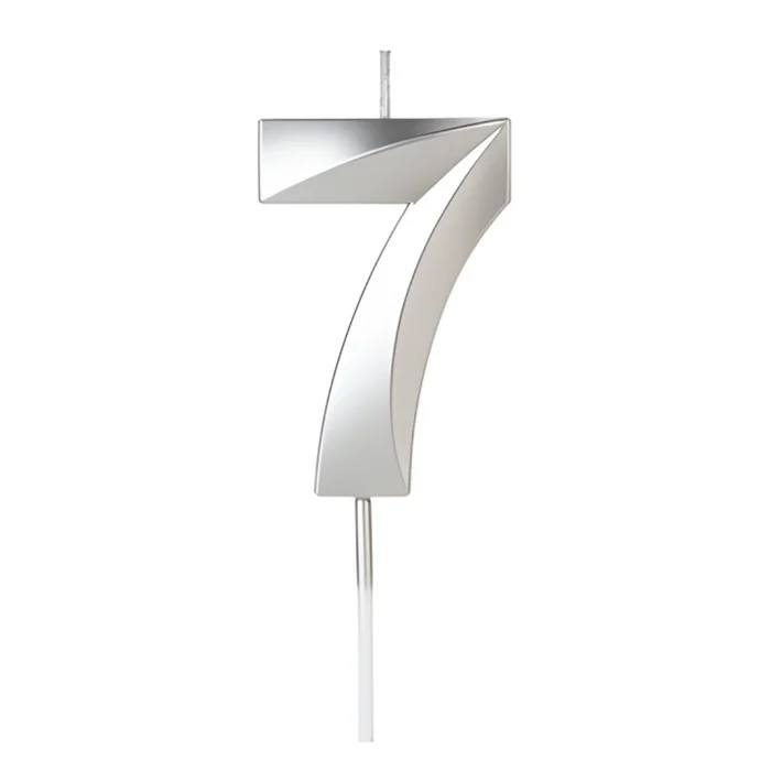 Vela Design Prateada Número 7 (6,7cm) - Silver Chef