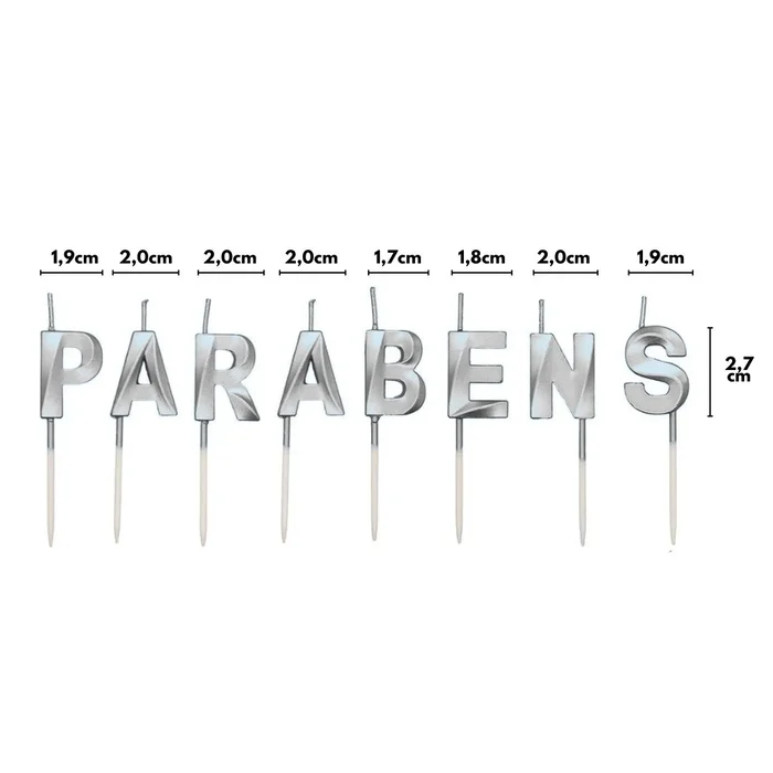 Vela Design Parabéns Prata (8uni) - Silver Chef (2)